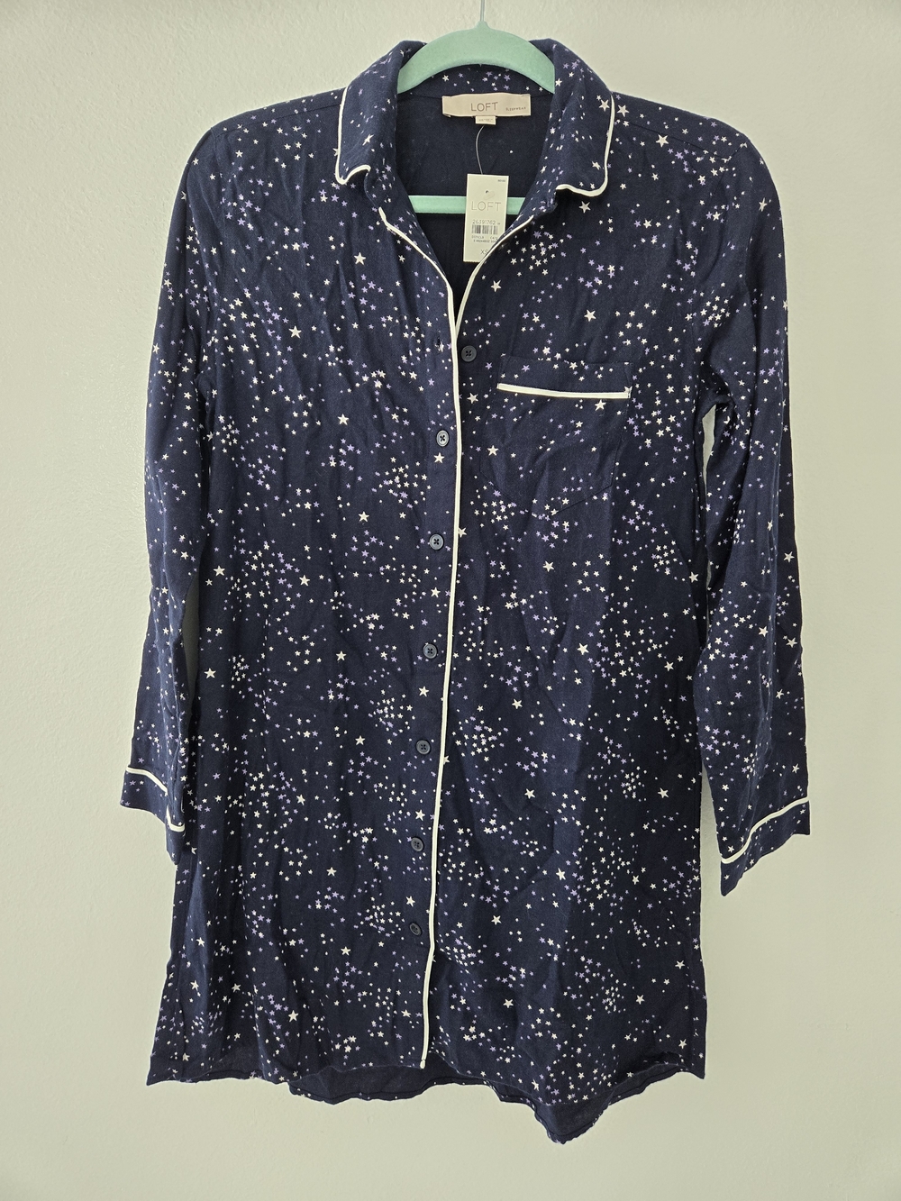 LOFT Navy Star Print Pajama Shirt Size Xs New